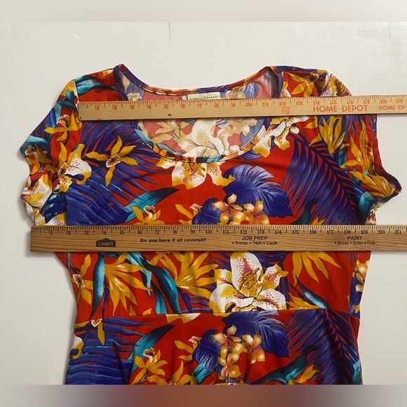 Bobbie Brooks Women’s Large Red Floral Hawaiian Skater A-line Dress Soft - Picture 6 of 11